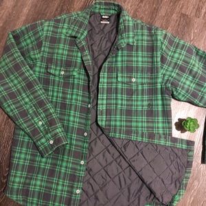 Nike | m | plaid quilted lined jacket green & gray